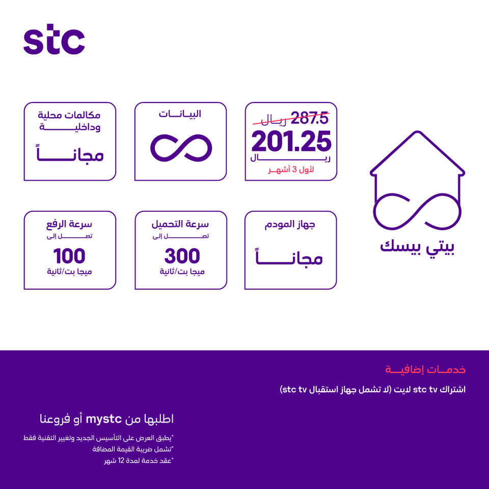 5824573270207402636 - عروض اتصالات السعودية علي باقات بيتي فايبر مع خصم 30% | خدمات اضافية مجانية